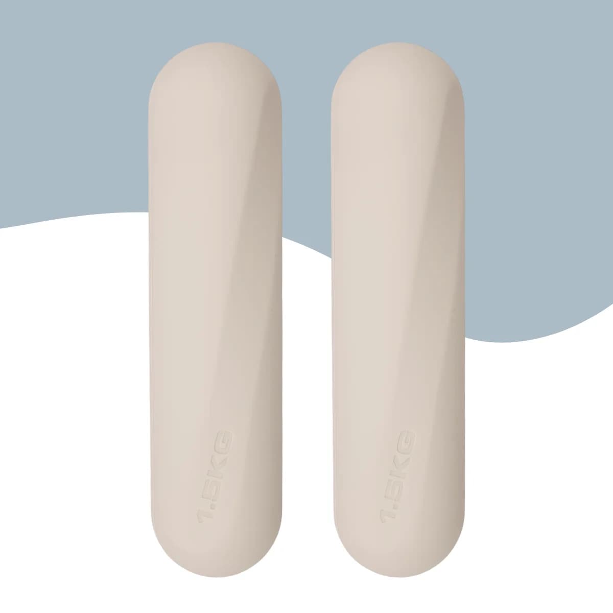 Beige siliconen dumbbells set 2x1,5kg Pilates halters ManaMove