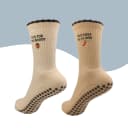 Beige pilates gripsokken 2 paar met antislip zool ManaMove thumbnail