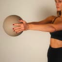 Beige Pilates bal 20cm zachte maar stevige anti-burst PVC thumbnail