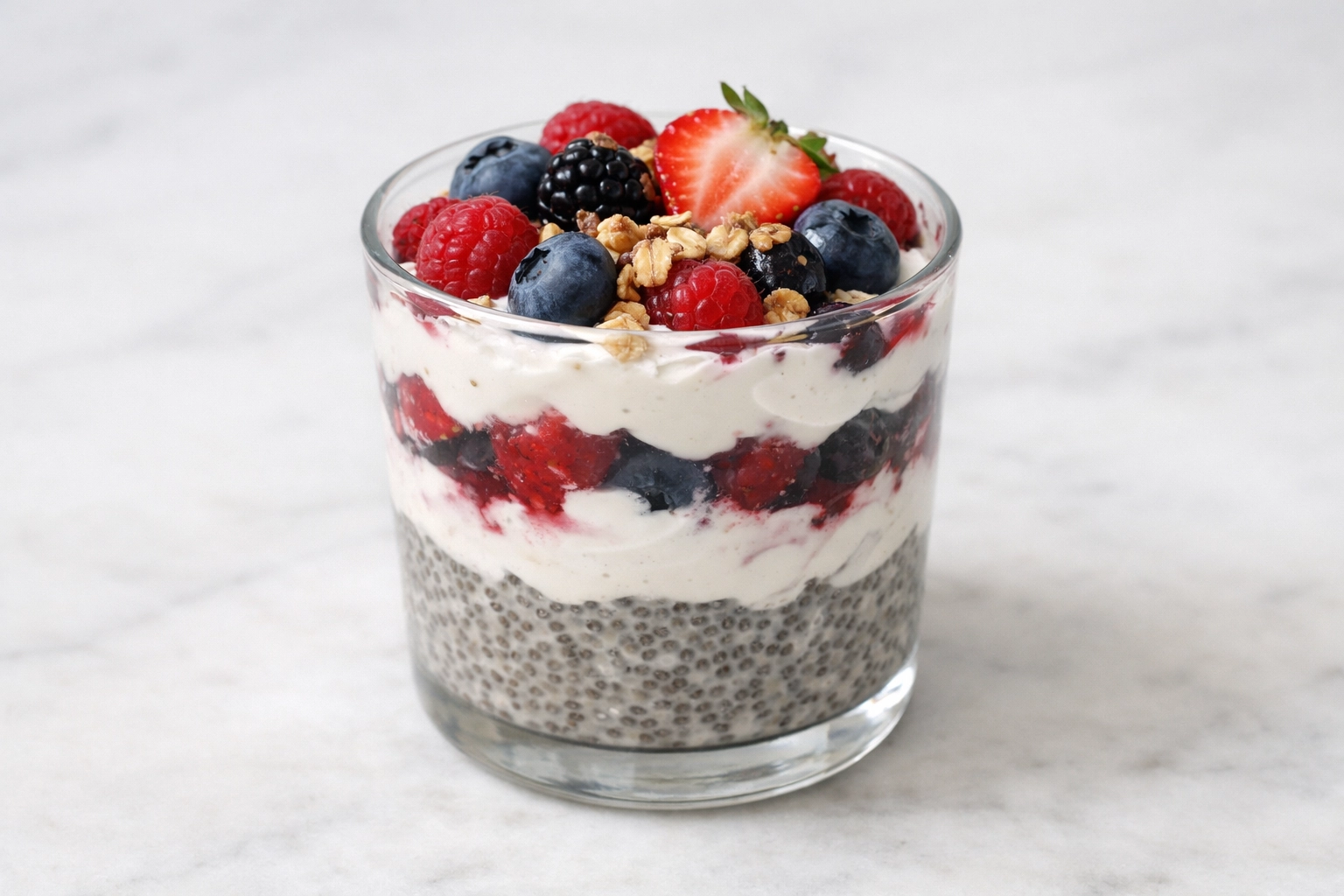 chia pudding gezond ontbijt met bessen