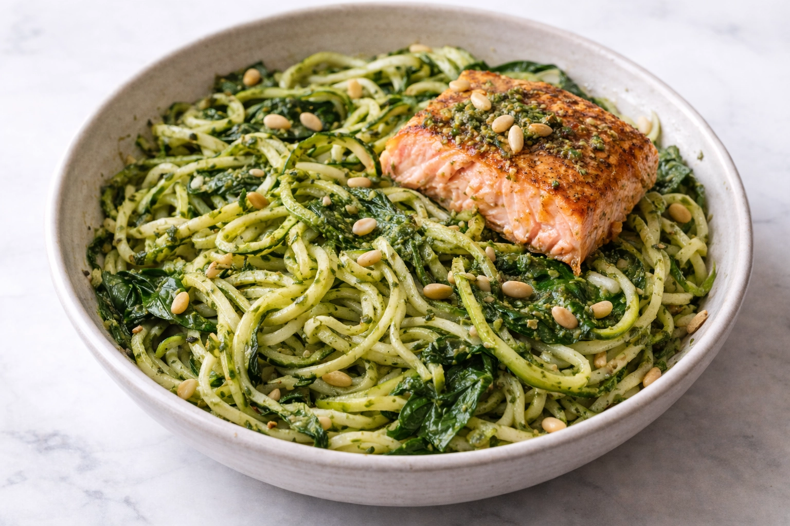 gezond avondeten courgette noodles zalm