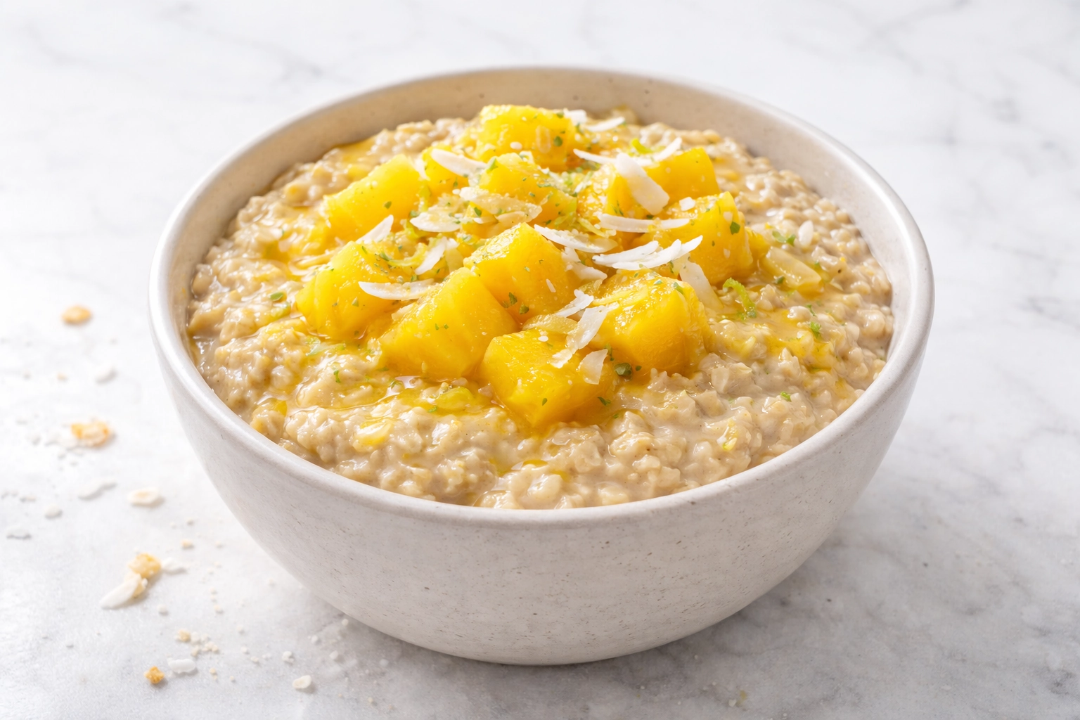 overnight oats gezond ontbijt mango kokos